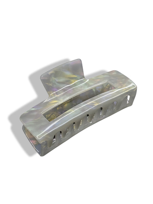 Haarklammer Perlmutt Weiß - L