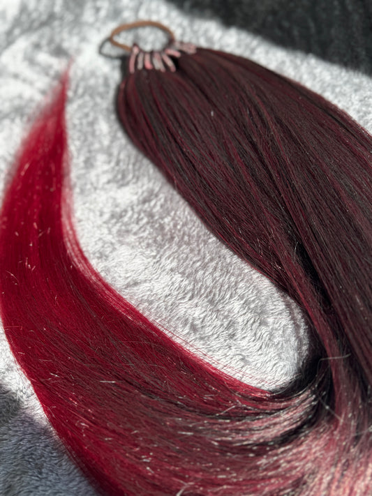 Queen Ponytail -  "Dark Cherry Red Ombré"