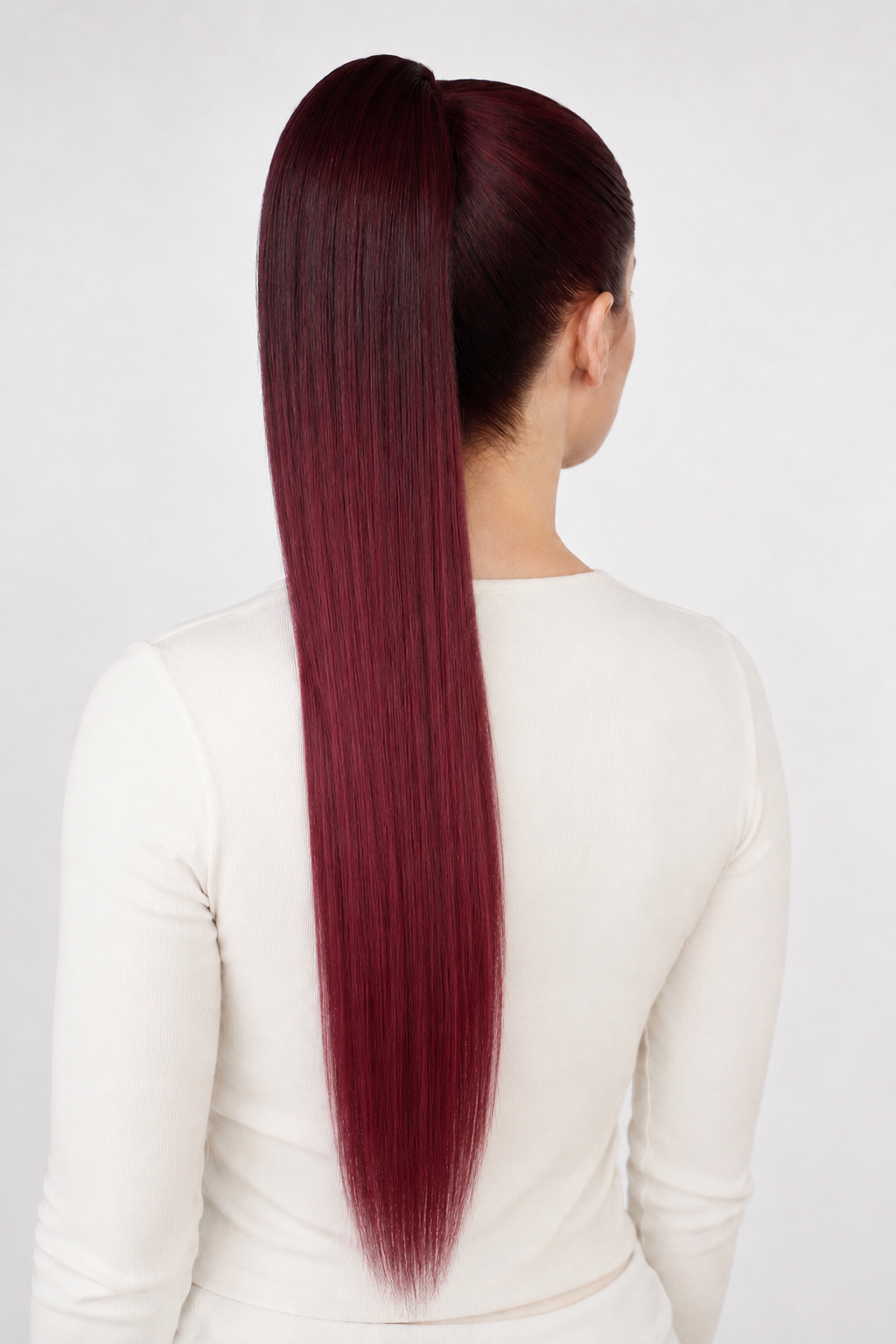 Straight Ponytail 28" - "Dark Cherry Ombré"