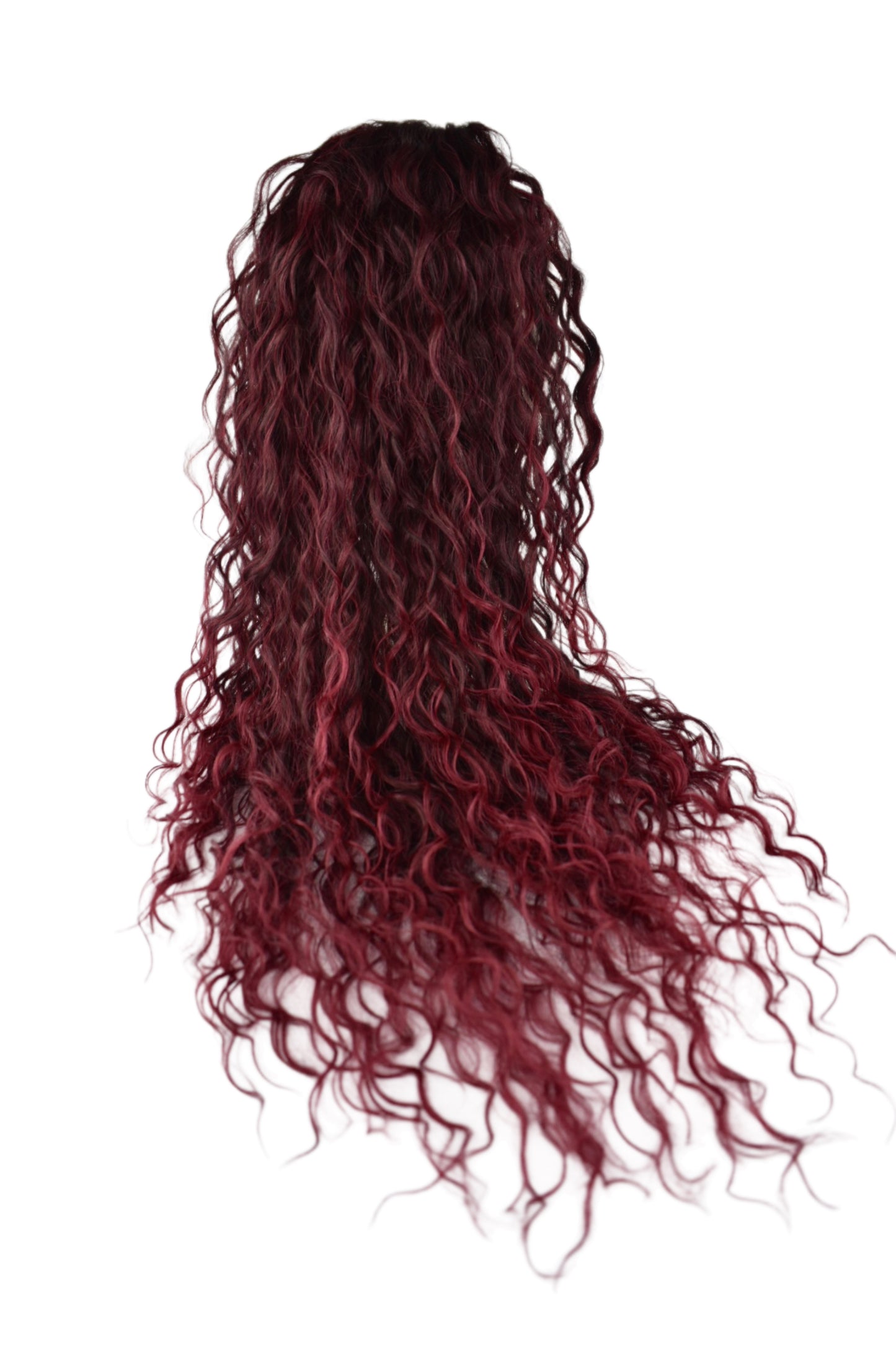 Wavy Ponytail 28" - "Dark Cherry Ombré"