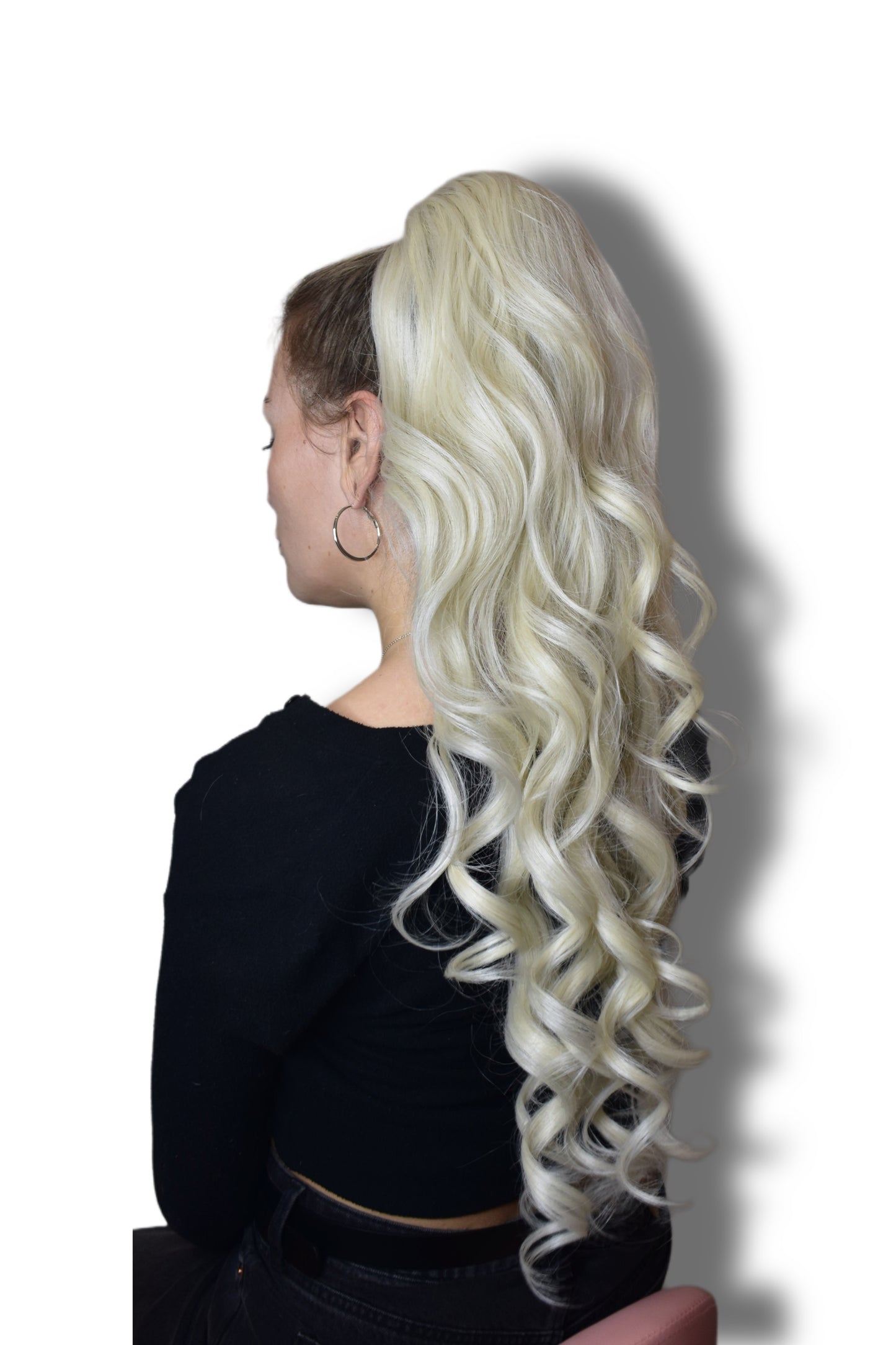 Curly Ponytail 28" - "White Blonde"